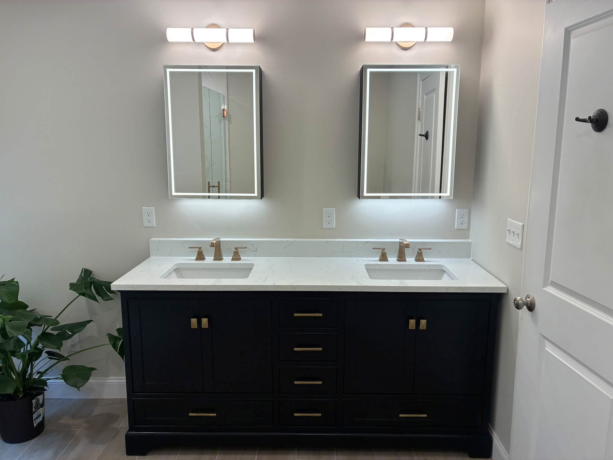 Finished bathroom vanity renovation in Holden